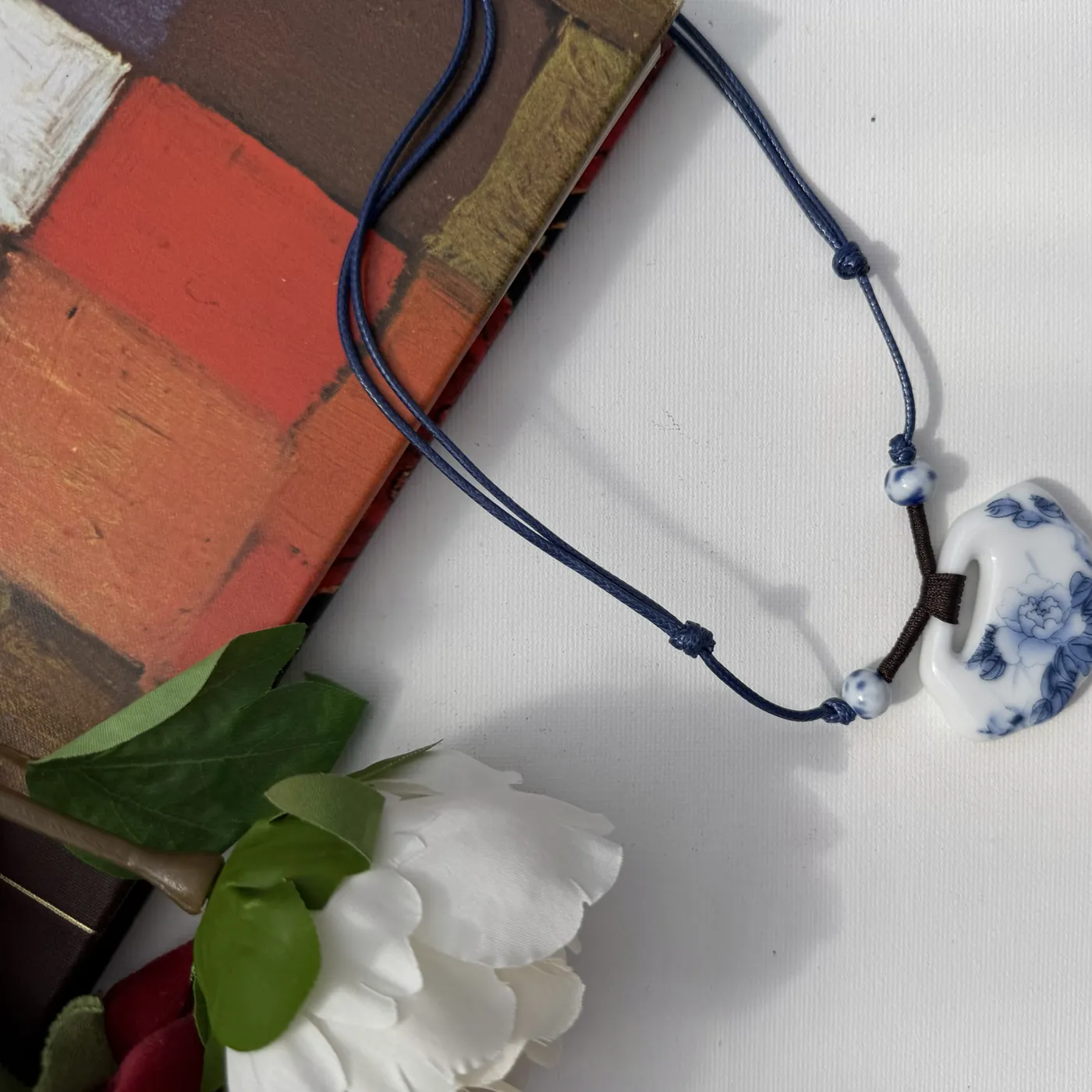 Blue Peony Pendant — view 2