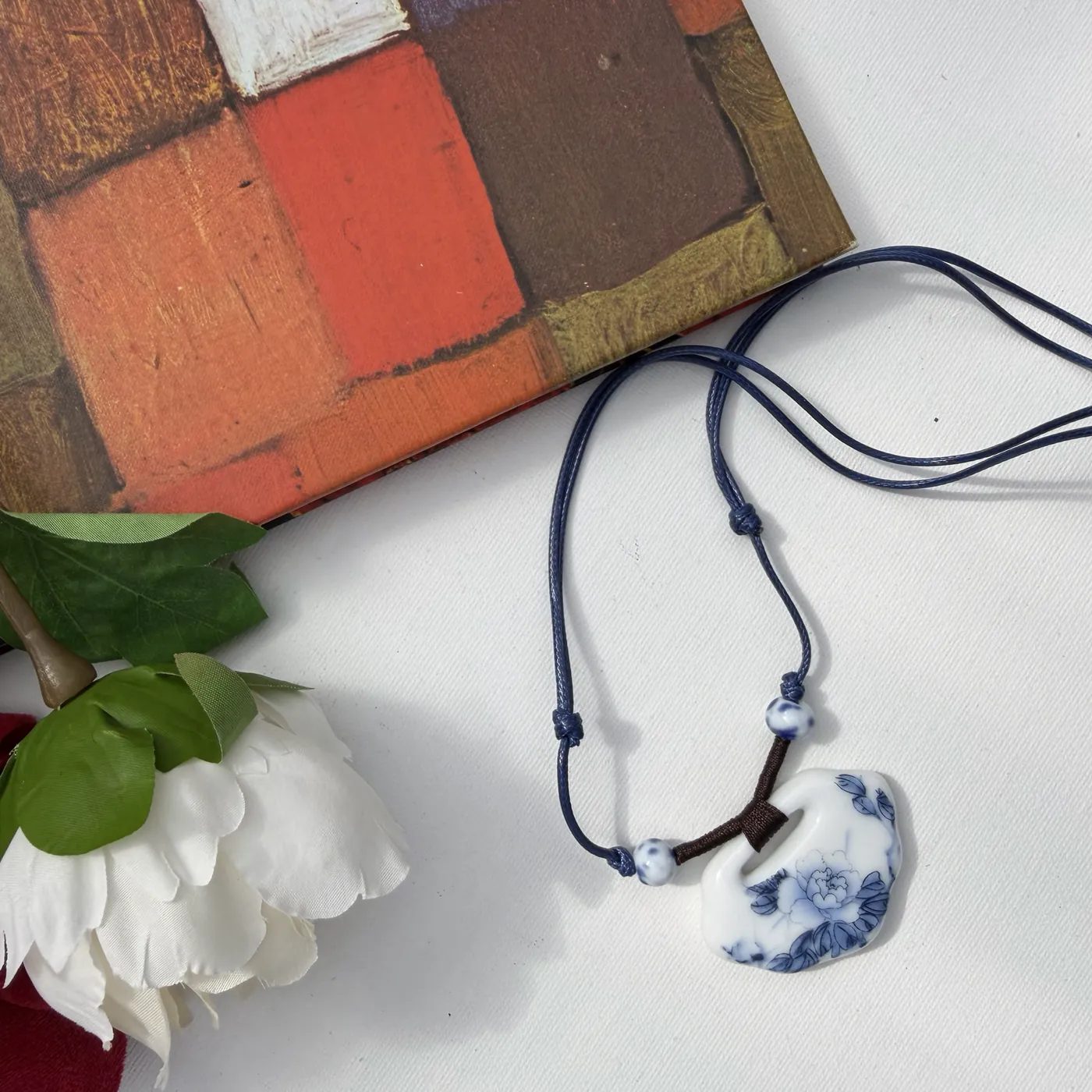 Blue Peony Pendant — view 3