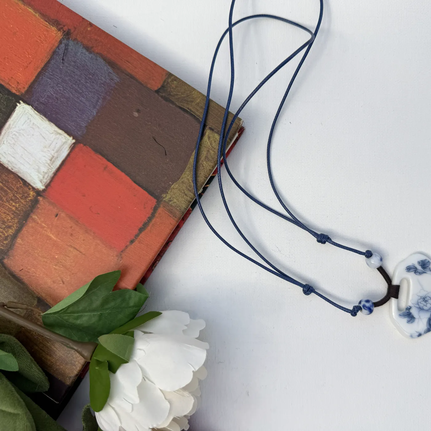 Blue Peony Pendant — view 4