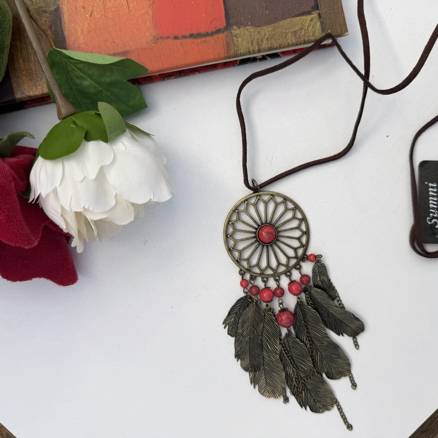 Feather Dreamcatcher Necklace — view 3