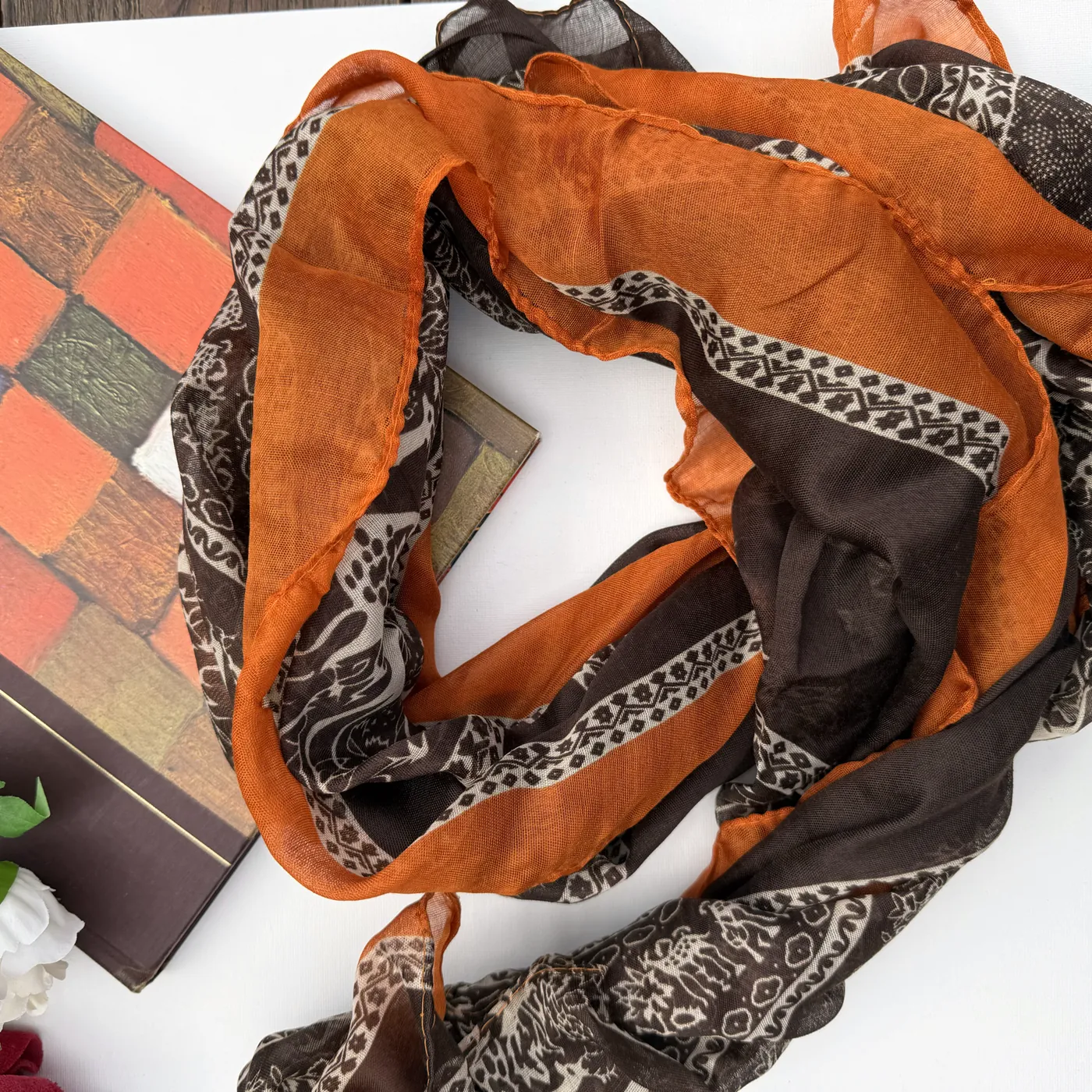 Rust & Bark Print Scarf