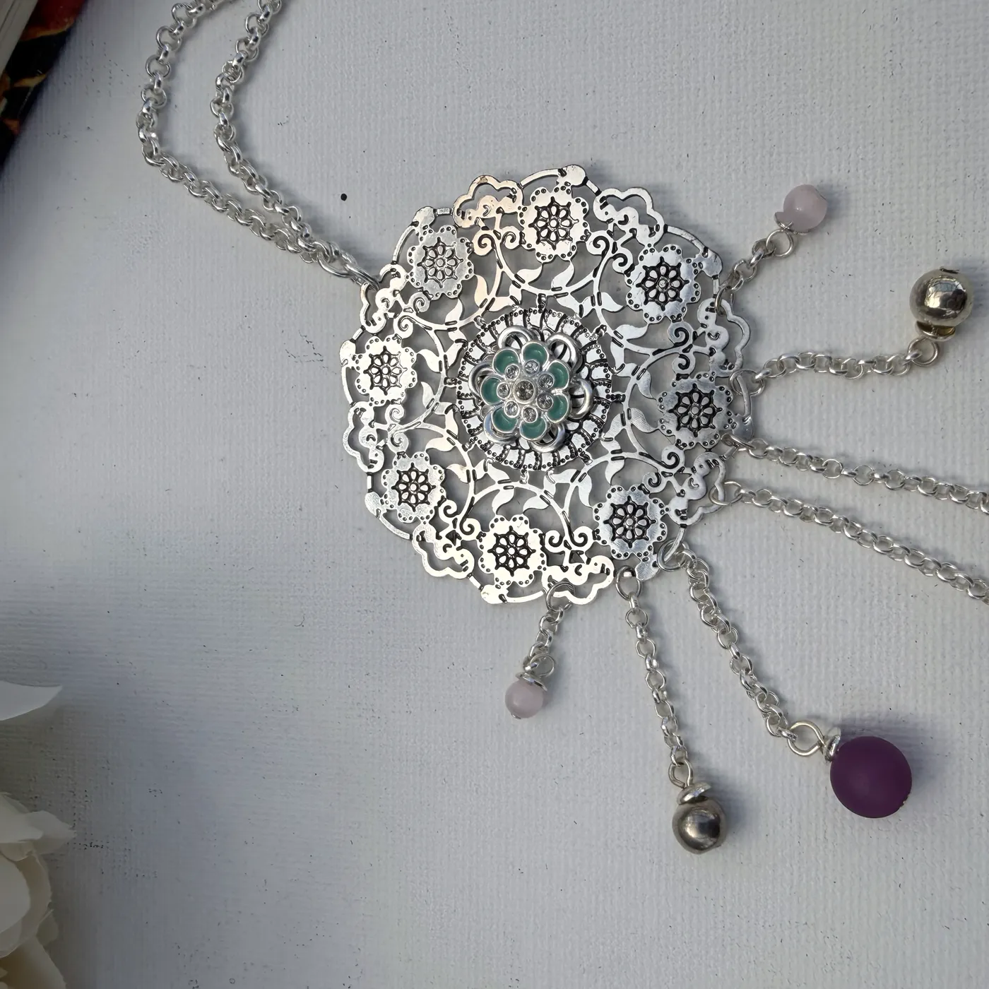 Silver Medallion & Beads